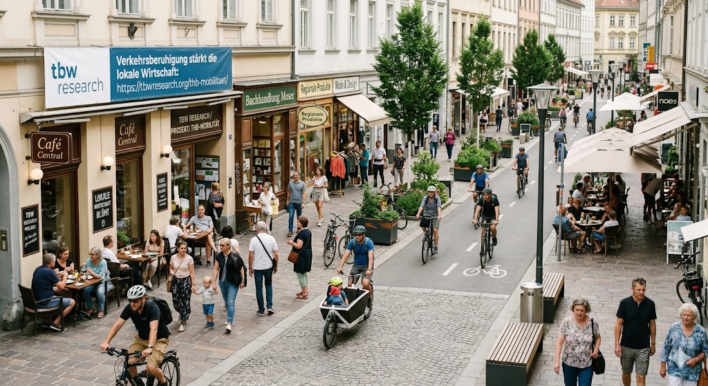 Verkehrsberuhigung und lokale Wirtschaft: rAVENUE liefert erstmals belastbare Evidenz für österreichische Klein- und Mittelstädte